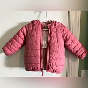 Carter’s Toddler Girl’s Hooded Puffer Jacket- Pink- Size 12M